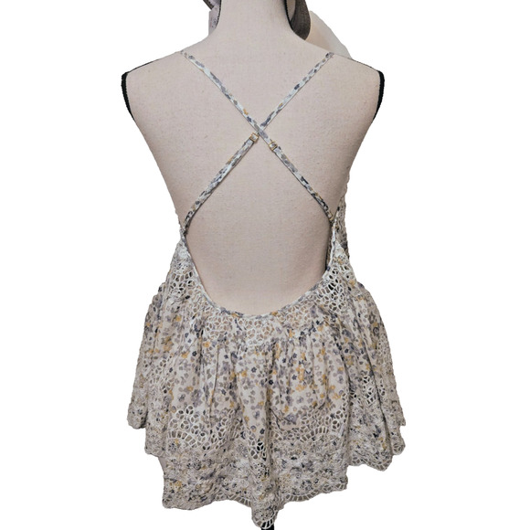 Free people sage floral tank top S Boho Camisole Adjustable straps - Picture 13 of 16